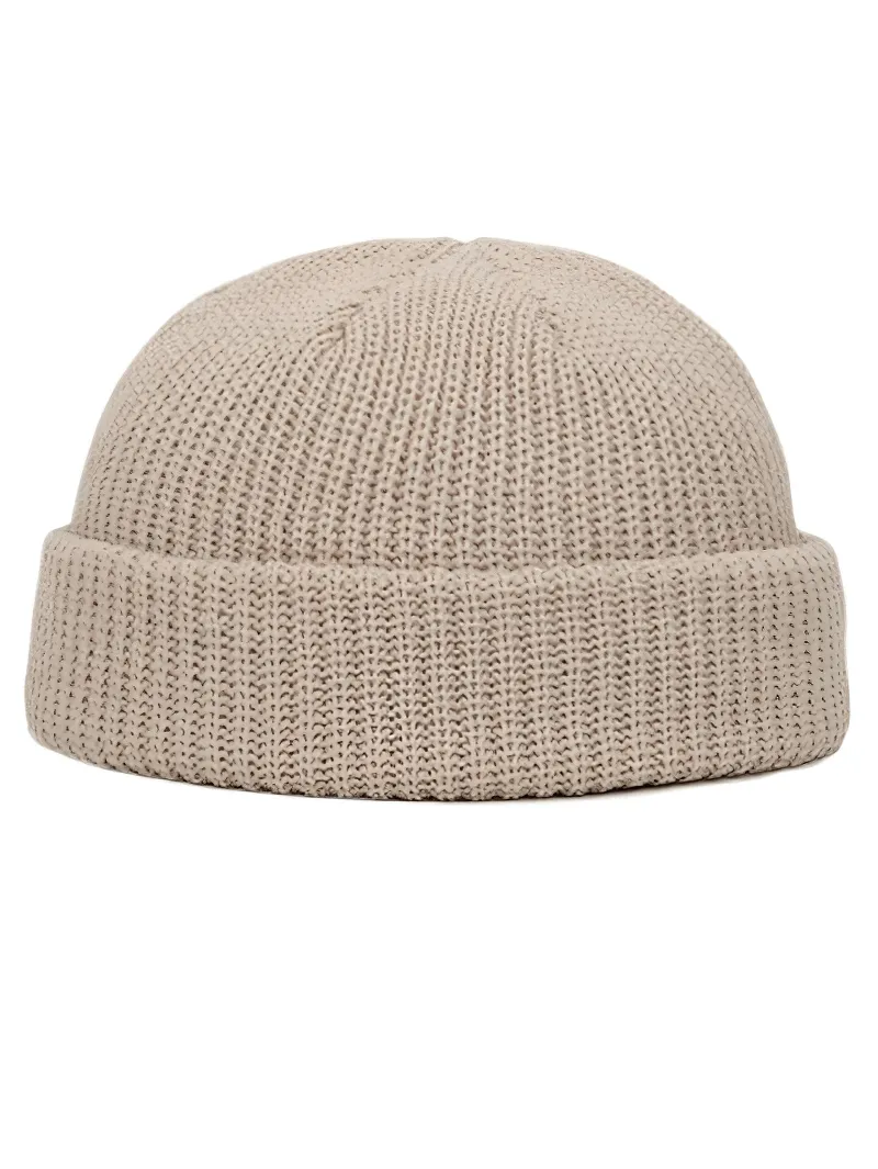Unisex Solid Color Warm Knitted Brimless Hat - SF1393