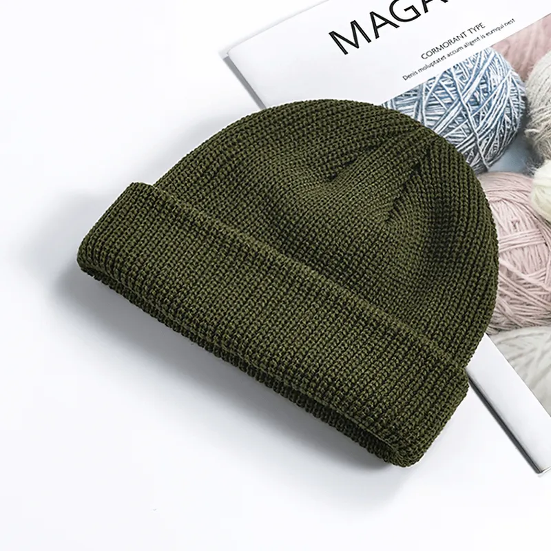 Unisex Solid Color Warm Knitted Brimless Hat - SF1393