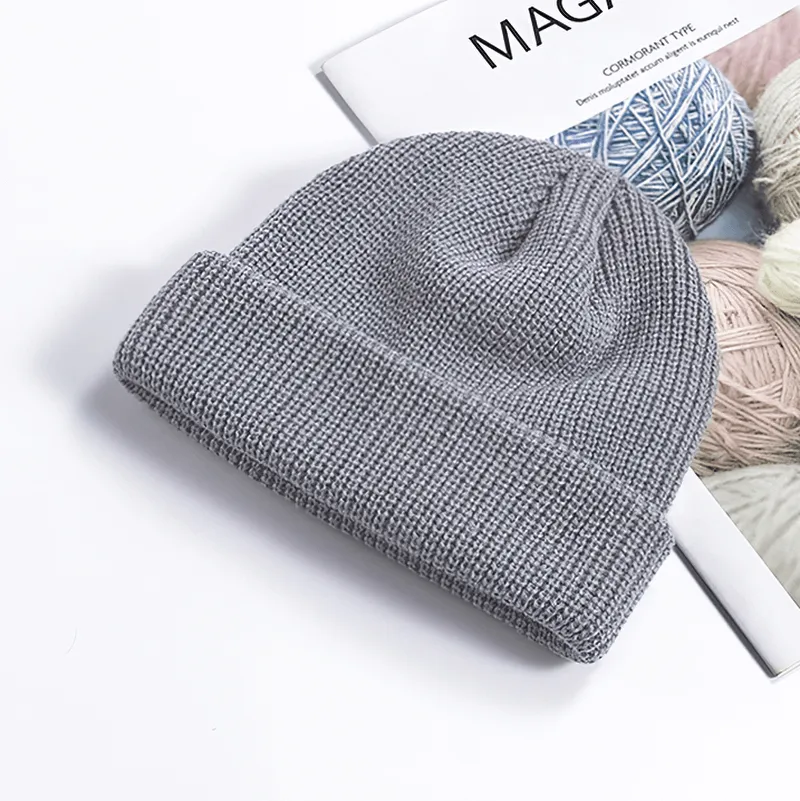 Unisex Solid Color Warm Knitted Brimless Hat - SF1393