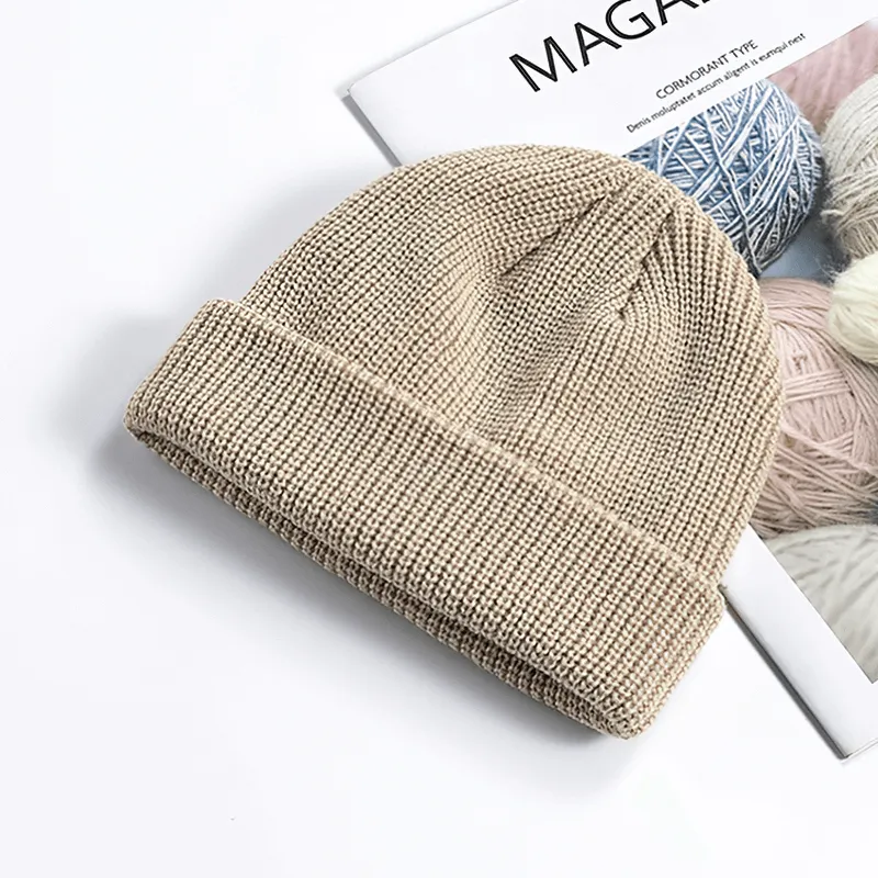 Unisex Solid Color Warm Knitted Brimless Hat - SF1393