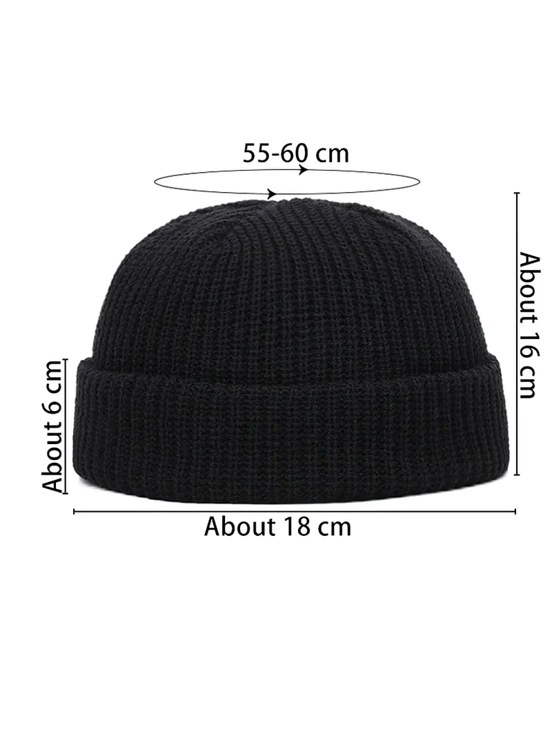Unisex Solid Color Warm Knitted Brimless Hat - SF1393