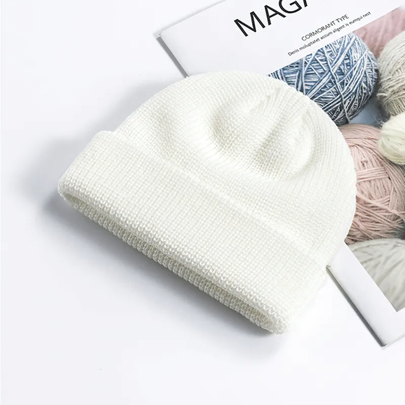 Unisex Solid Color Warm Knitted Brimless Hat - SF1393