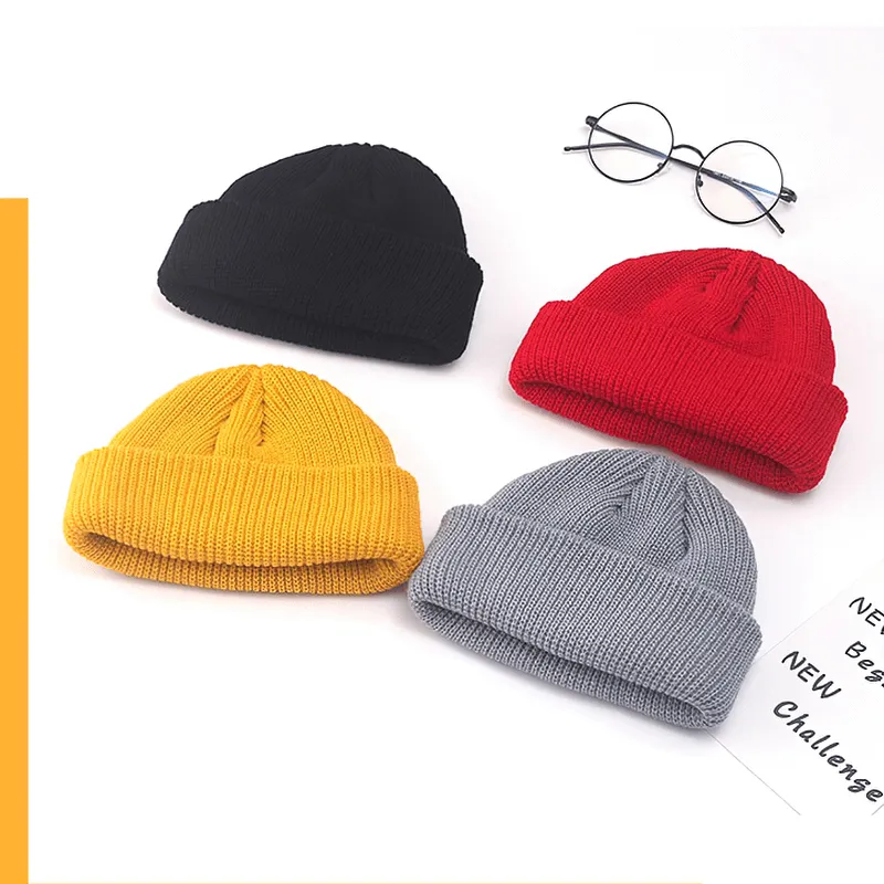 Unisex Solid Color Warm Knitted Brimless Hat - SF1393