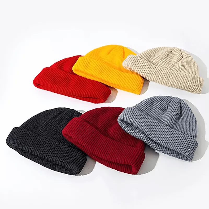 Unisex Solid Color Warm Knitted Brimless Hat - SF1393