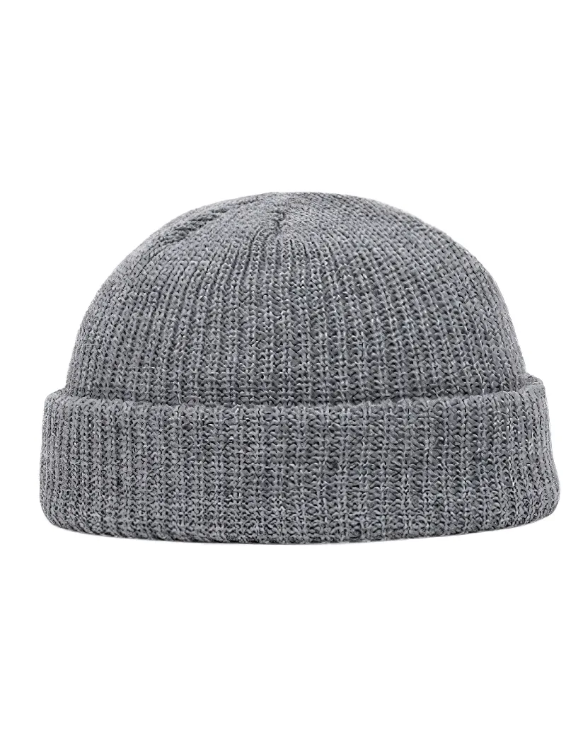 Unisex Solid Color Warm Knitted Brimless Hat - SF1393