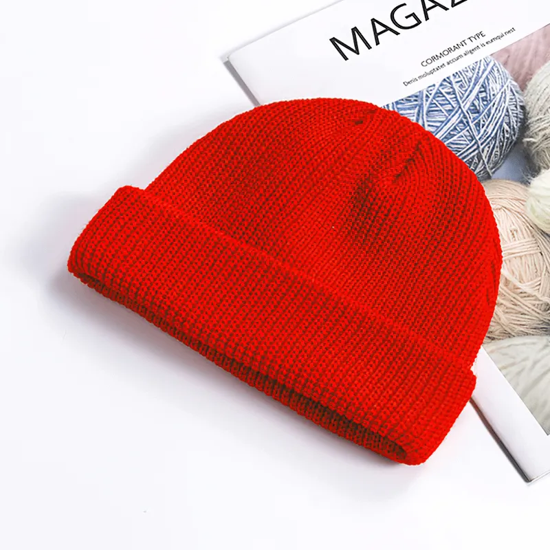 Unisex Solid Color Warm Knitted Brimless Hat - SF1393