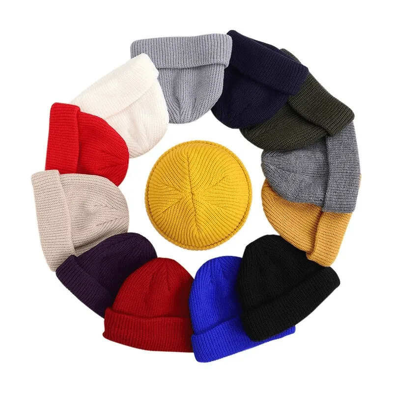 Unisex Solid Color Warm Knitted Brimless Hat - SF1393