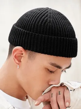 Unisex Solid Color Warm Knitted Brimless Hat - SF1393
