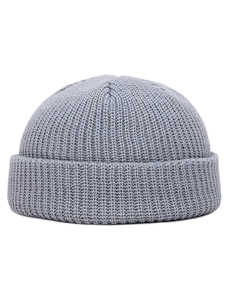 Unisex Solid Color Warm Knitted Brimless Hat - SF1393