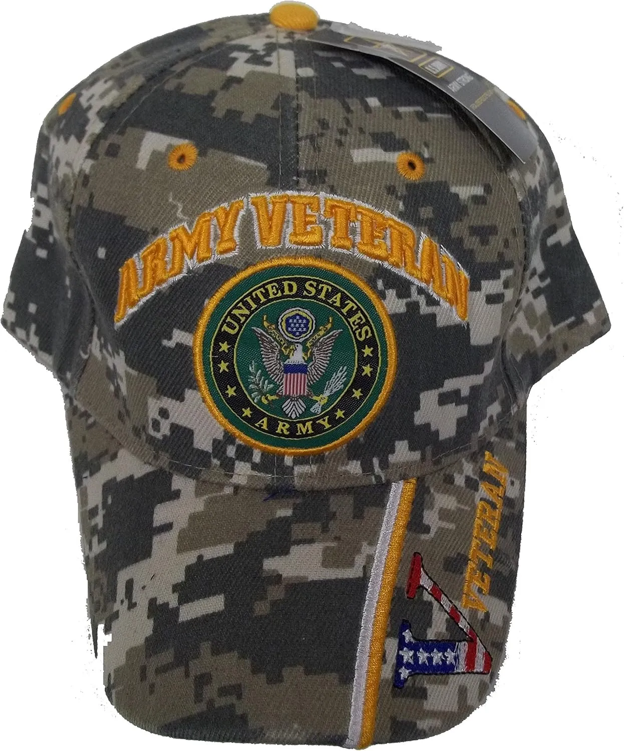 United States Army Veteran V CAMO Baseball Style Embroidered HAT us USA Cap