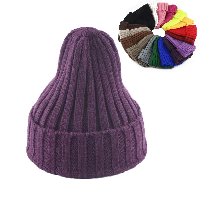Warm Plain Soft Knitted Hats for Women and Men - SF0422