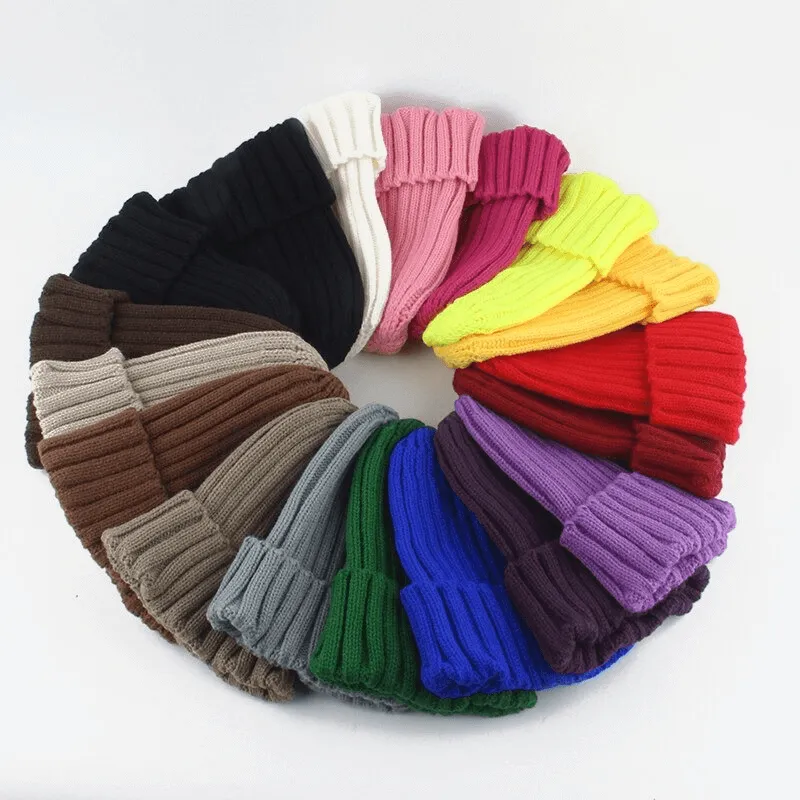 Warm Plain Soft Knitted Hats for Women and Men - SF0422