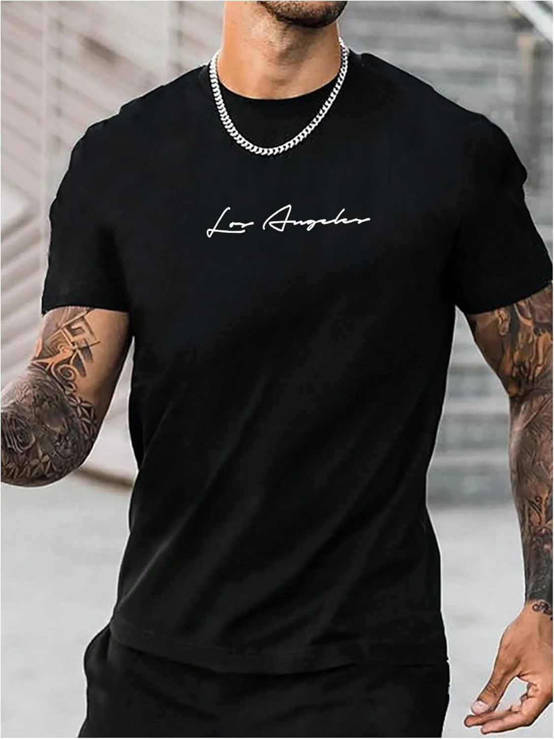 WDIRARA Men's 2 Piece Short Sets Graphic Print Short Sleeve T Shirts and Drawstring Shorts Clothing Set