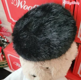 Wooflink Luxe Fur Beret in Black