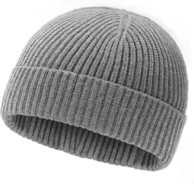 Zylioo XXL Brimless Beanie Hats,Large Knitted Trawler Skull Cap,Winter Stretchy Docker Cap,Warm Rolled Cuff Harbour Hat