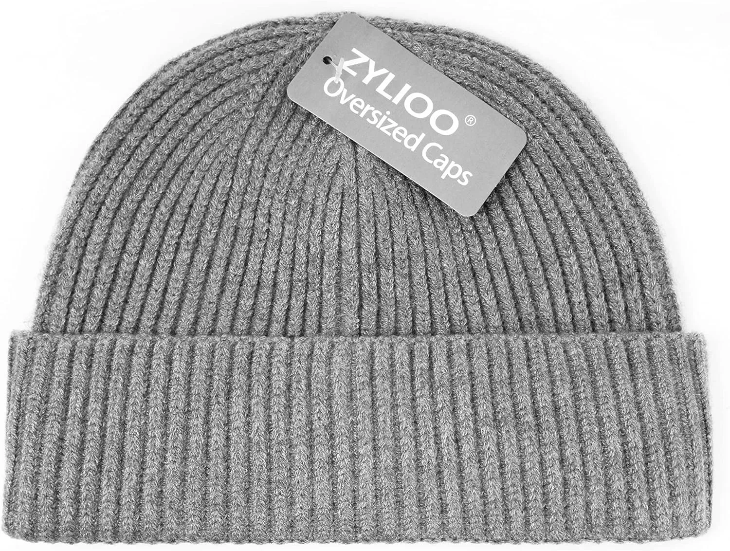 Zylioo XXL Brimless Beanie Hats,Large Knitted Trawler Skull Cap,Winter Stretchy Docker Cap,Warm Rolled Cuff Harbour Hat